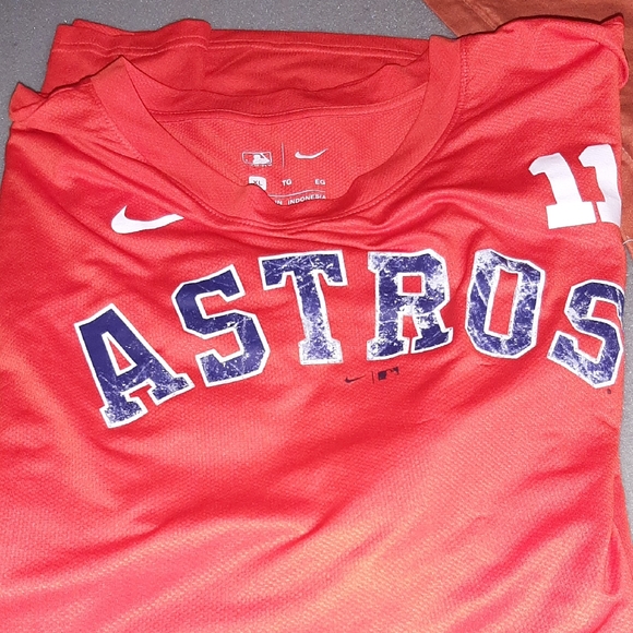 Nike Red Astros Jersey with White and Blue Accents - Picture 1 of 4